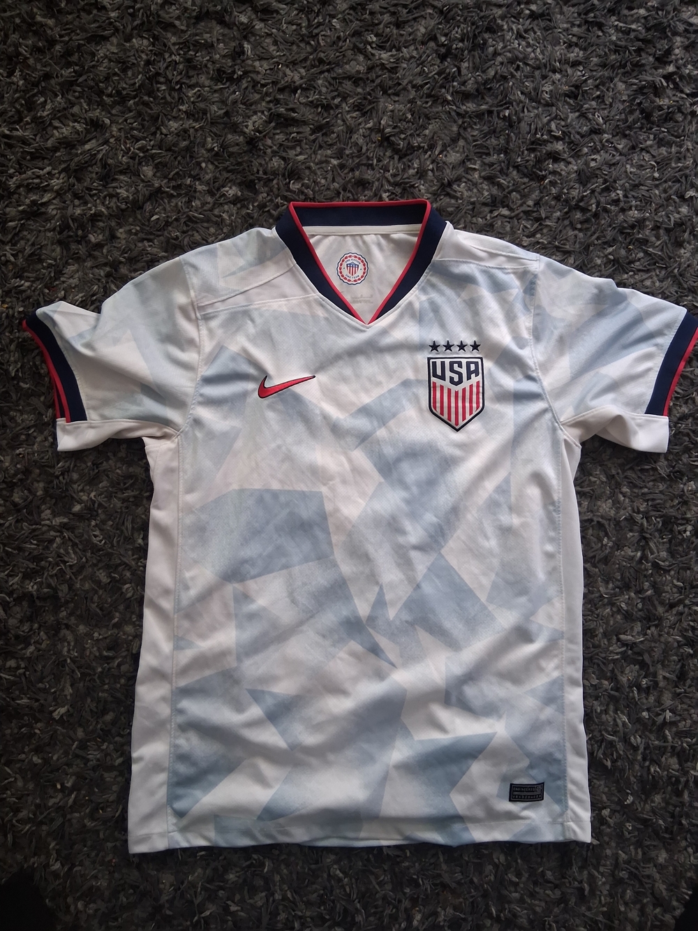 Nike Kids USA White Soccer Jersey with Red and Navy Trim